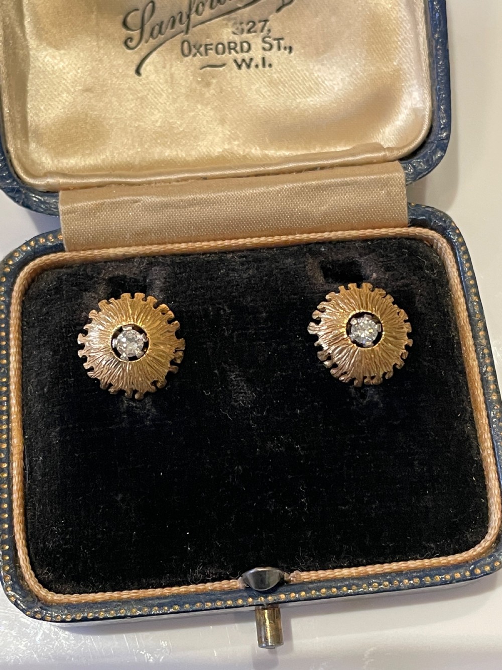 1950s 18ct Gold and Diamond Modernist Earrings  View II