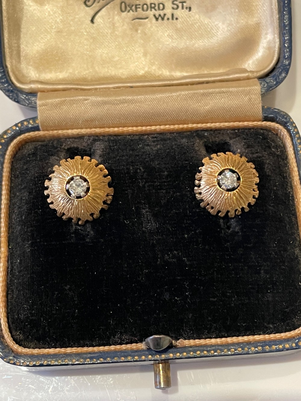 1950s 18ct Gold and Diamond Modernist Earrings  View III