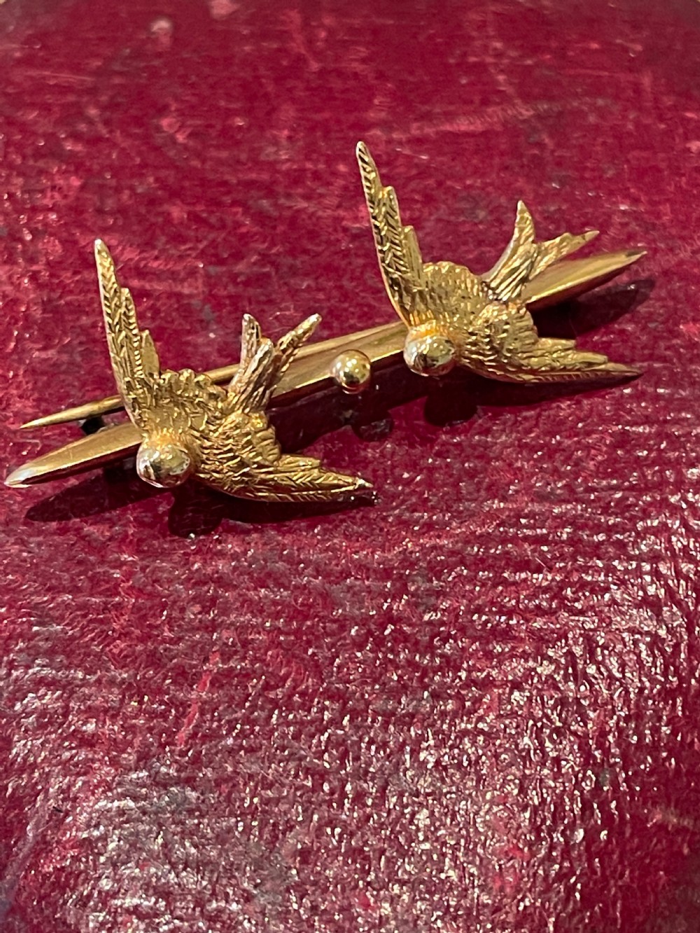 Edwardian 15ct Gold Swallow Brooch View II