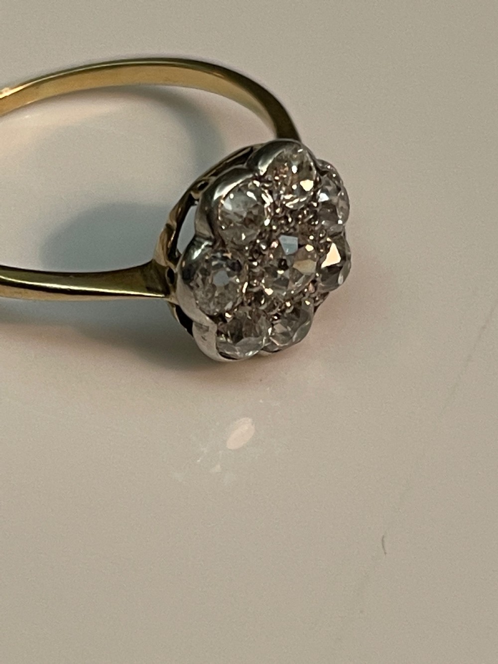 Antique Edwardian Diamond Flowerhead Ring View VI
