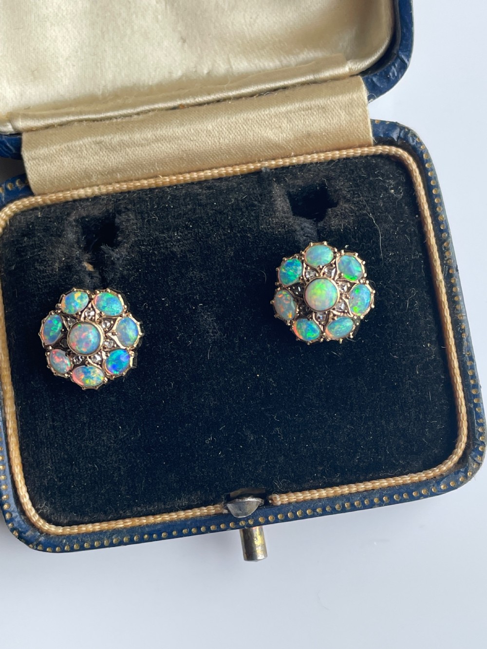 Victorian Opal And Diamond Earrings