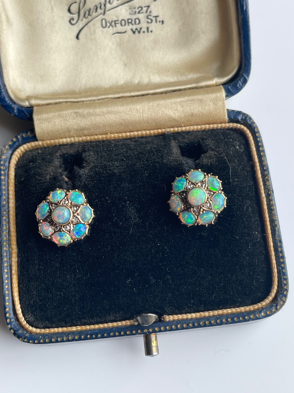 Victorian Opal And Diamond Earrings View II