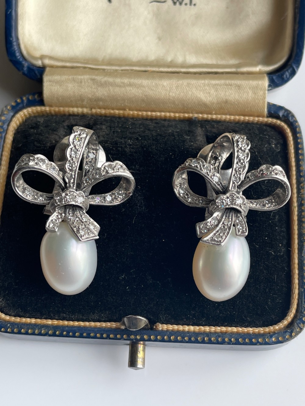South Sea Cultured Pearl and Diamond Mid-Century Earrings View III