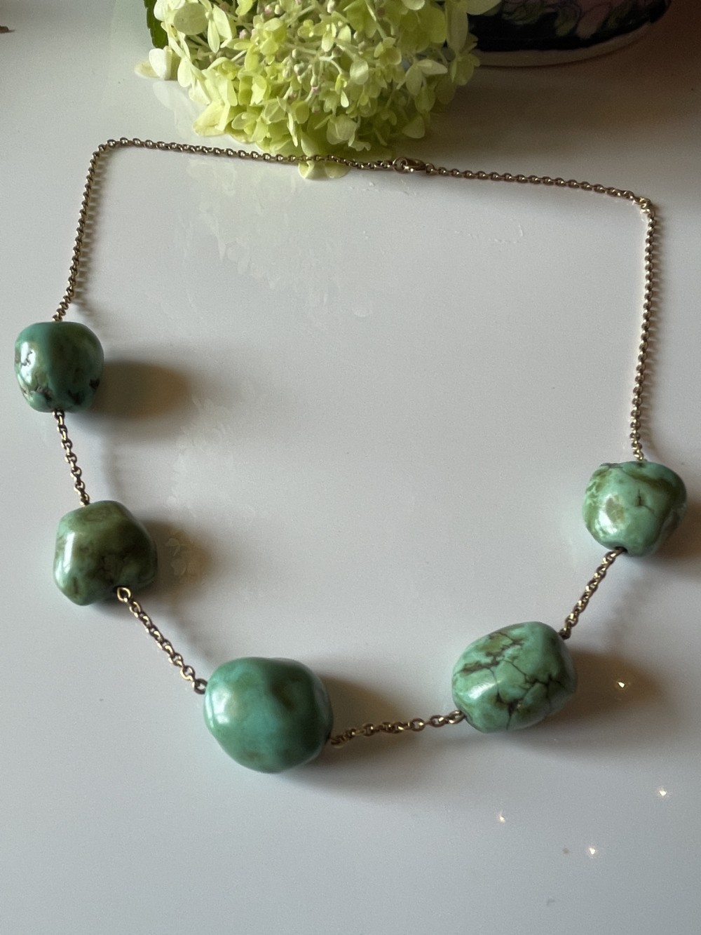 Edwardian Turquoise 9ct Gold Necklace