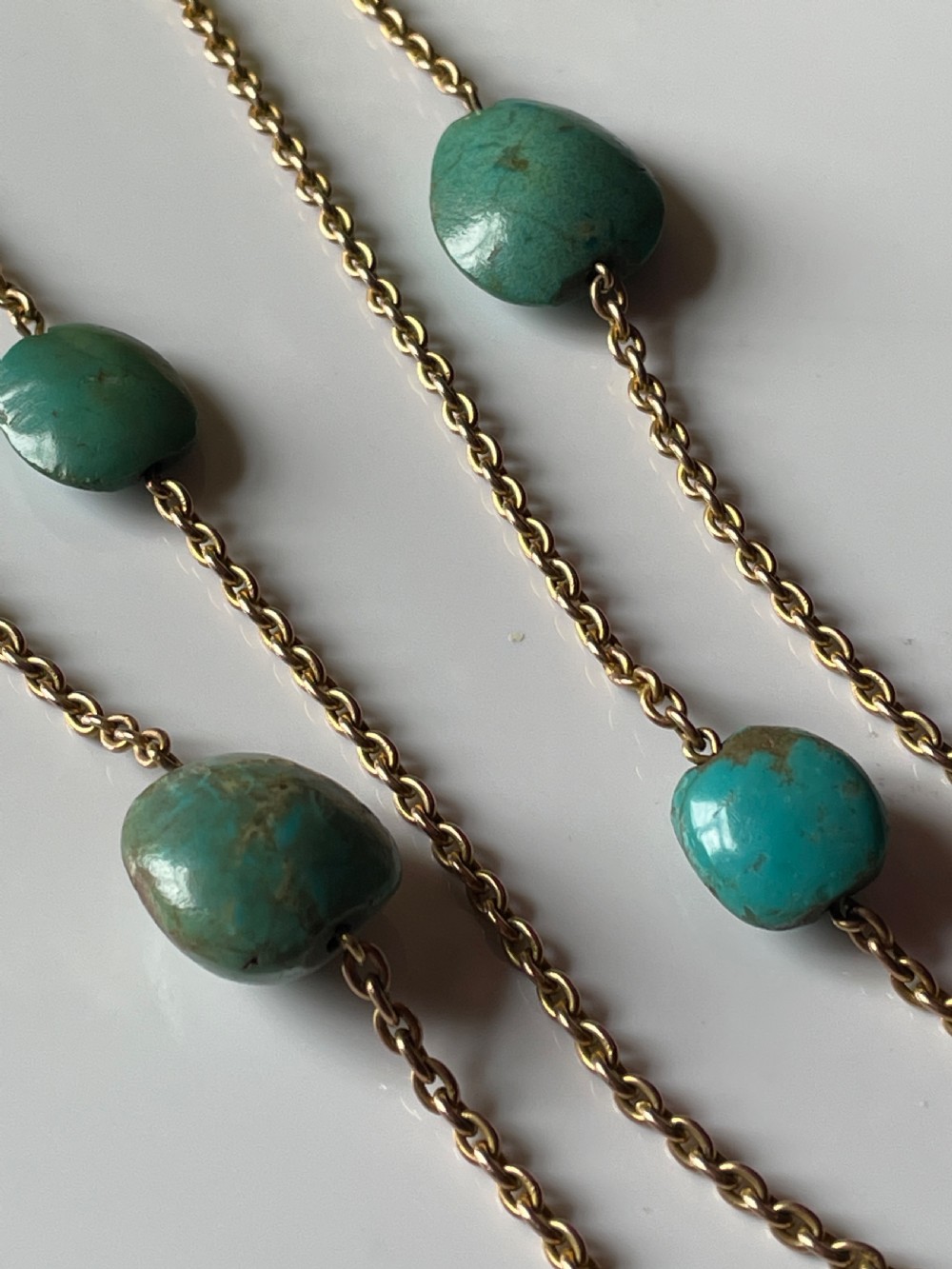 Turquoise Long Guard Edwardian Gold Chain View VI
