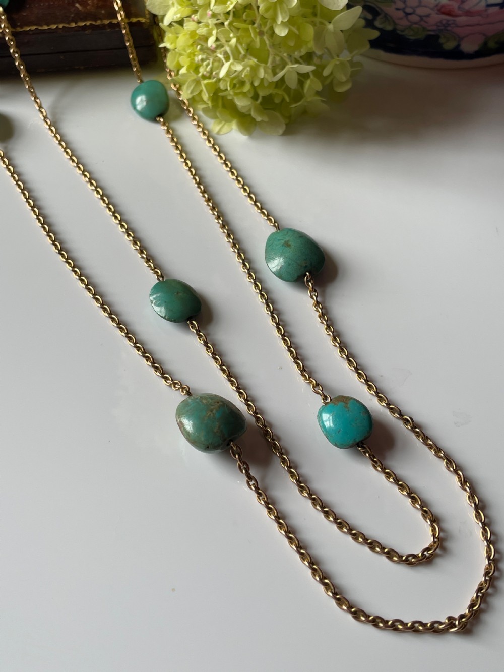 Turquoise Long Guard Edwardian Gold Chain View VII