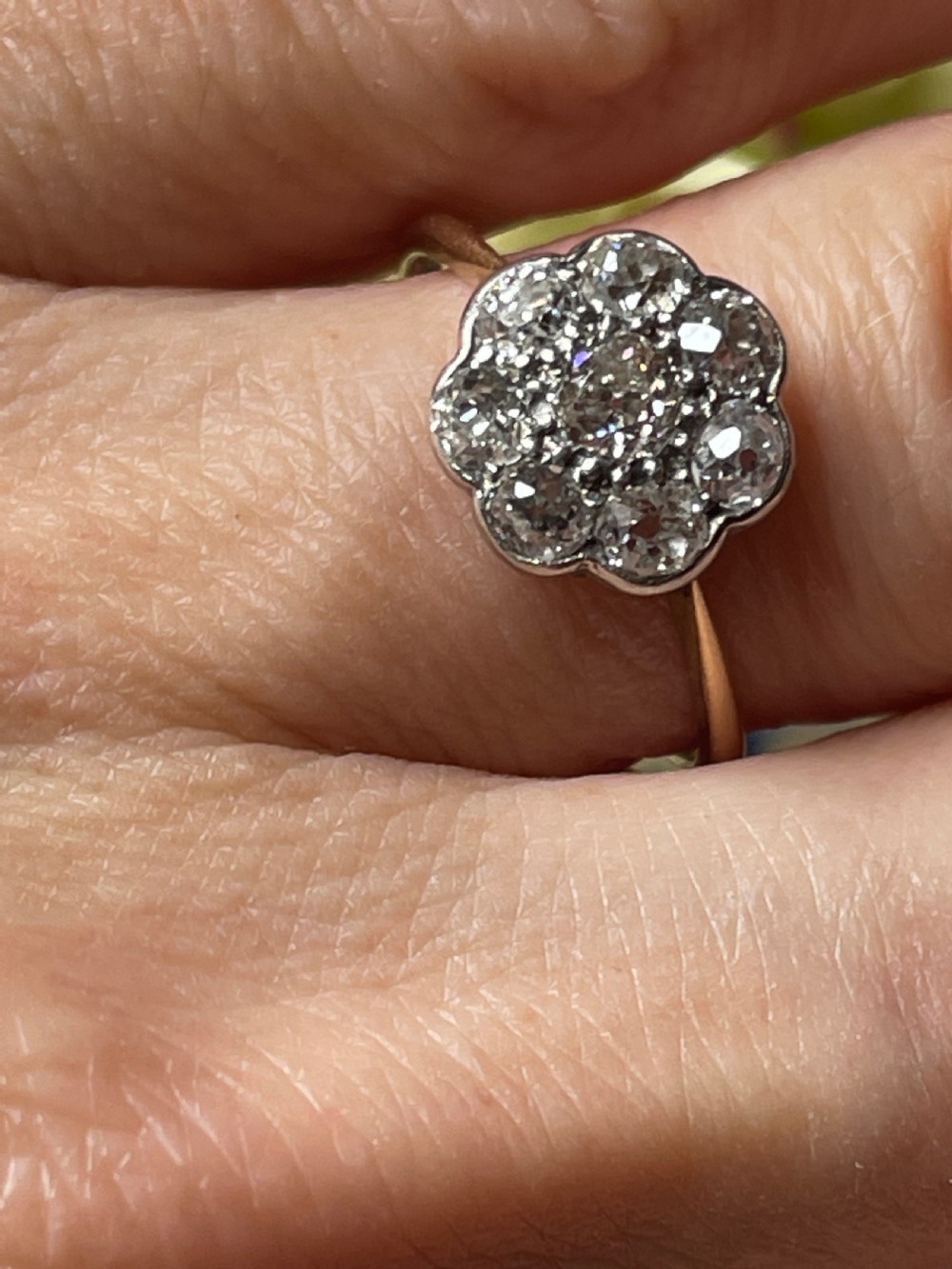Early 20th Century Daisy Head Cluster Ring View III