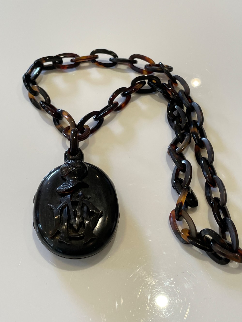 Victorian Tortoiseshell Locket and Chain View II