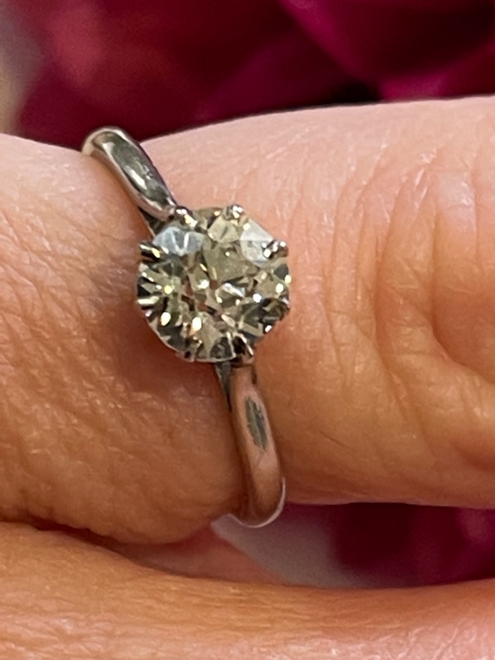 Old European Cut Diamond Solitaire Platinum Engagement Ring 0.65cts View IV