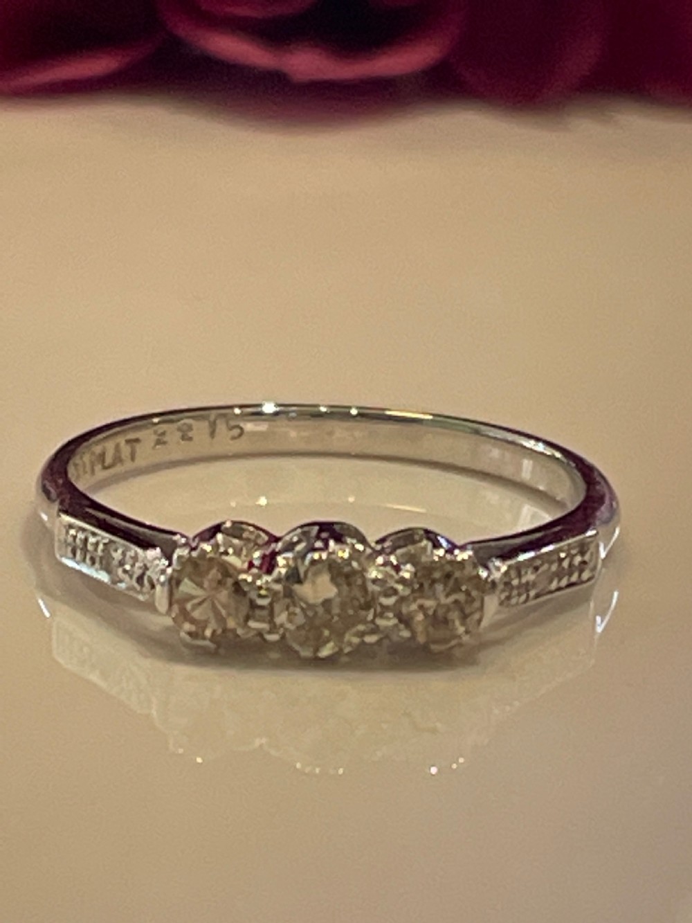 Platinum and Diamond Mid Century Trilogy Ring 