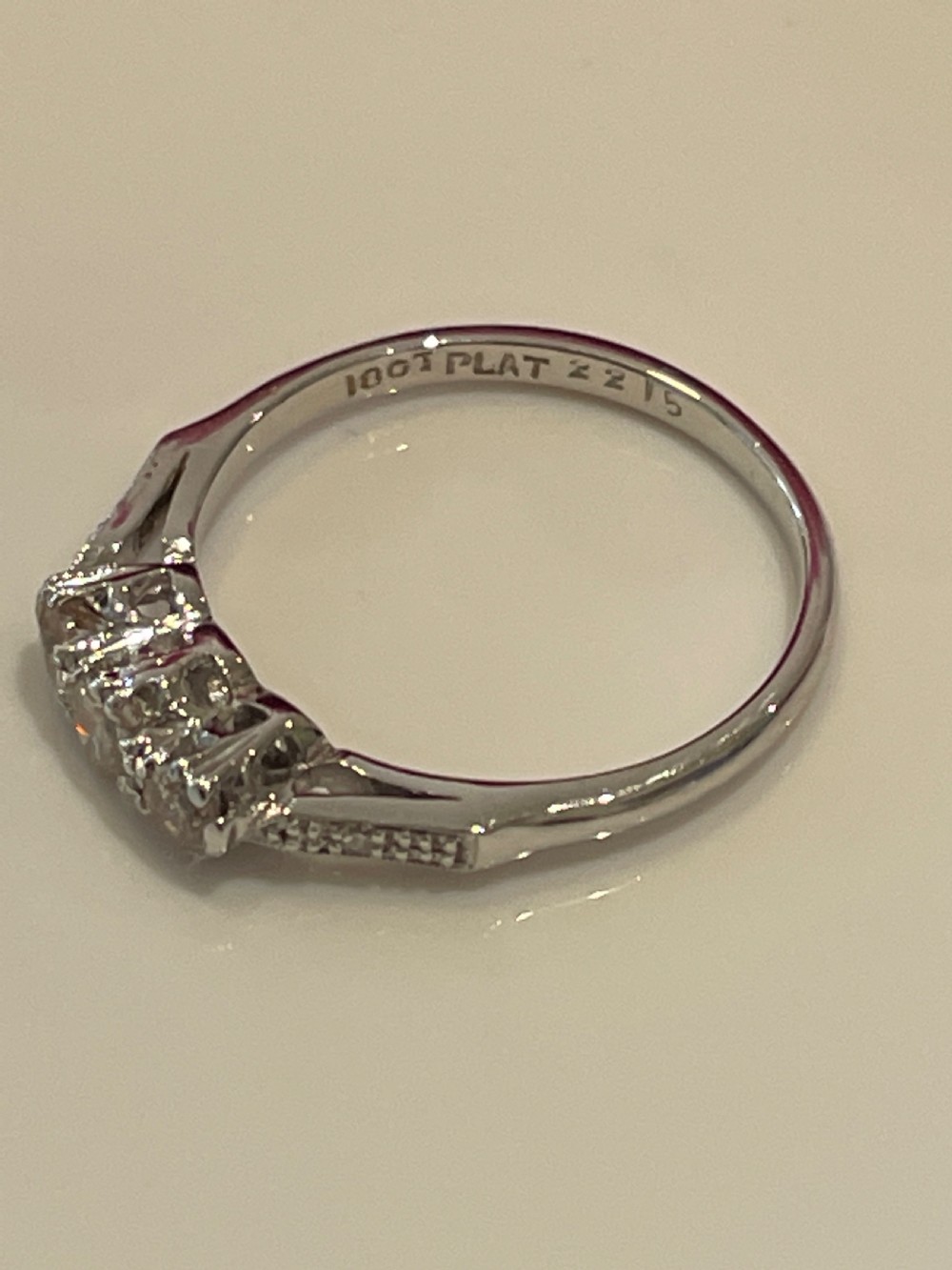 Platinum and Diamond Mid Century Trilogy Ring  View II