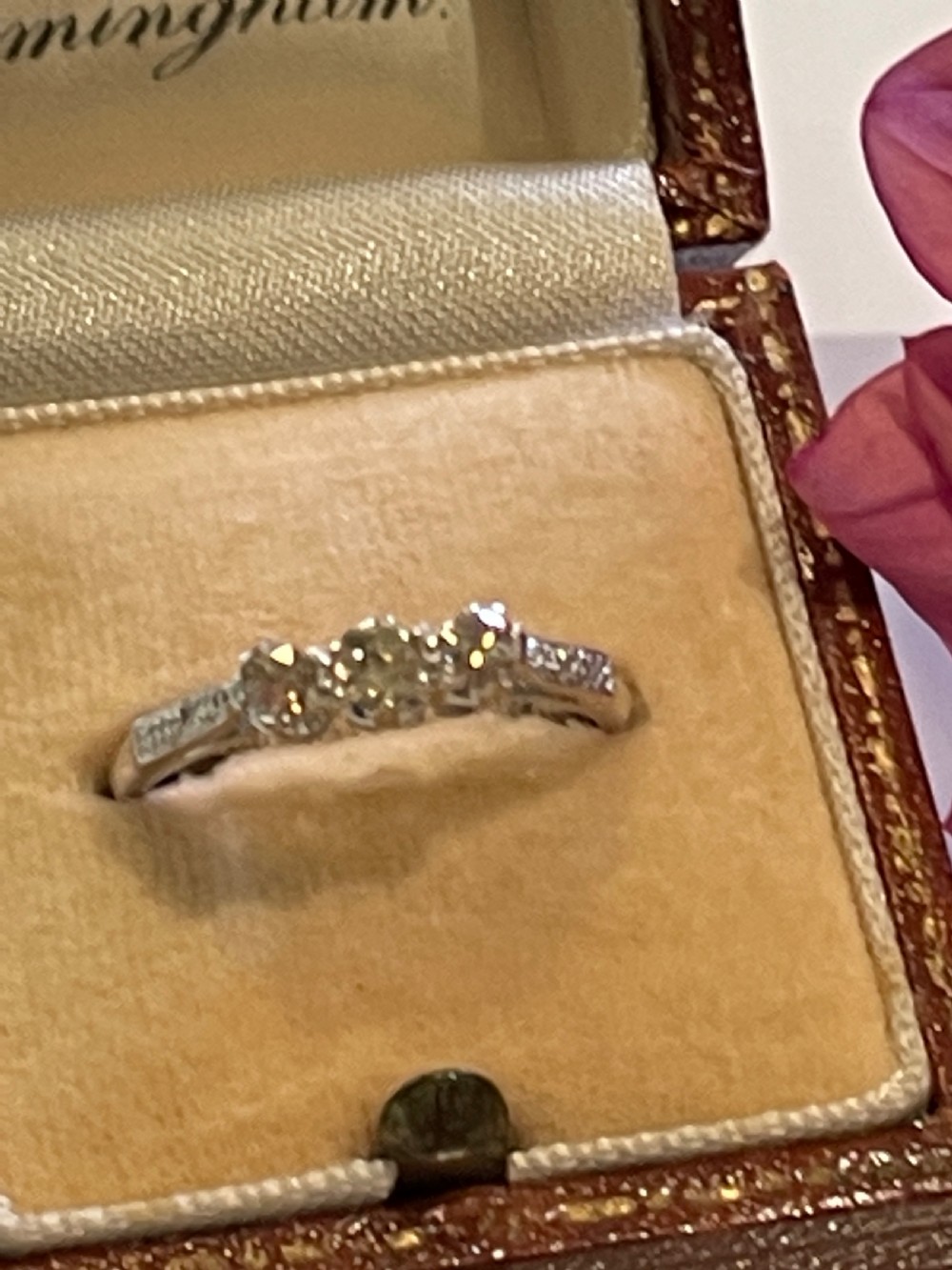 Platinum and Diamond Mid Century Trilogy Ring  View III
