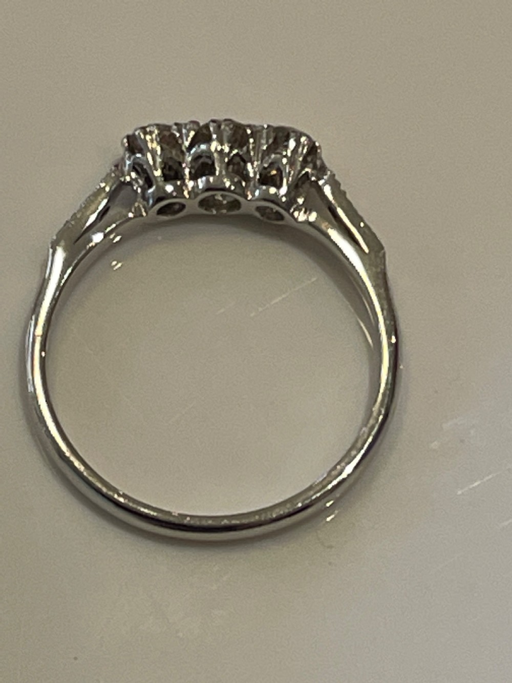Platinum and Diamond Mid Century Trilogy Ring  View V