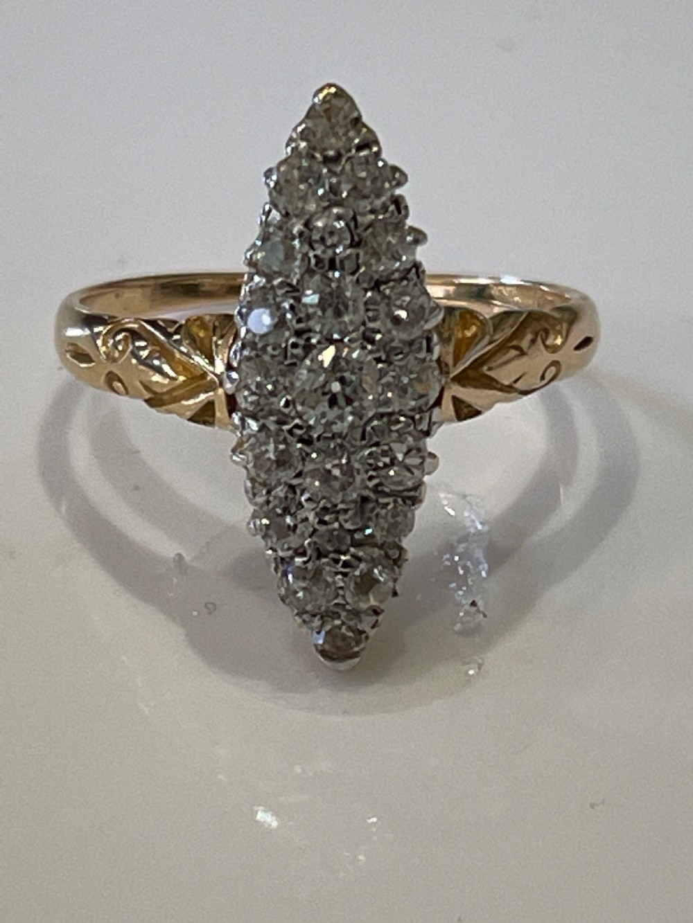 Victorian Old Cut Diamond Marquise Ring View II