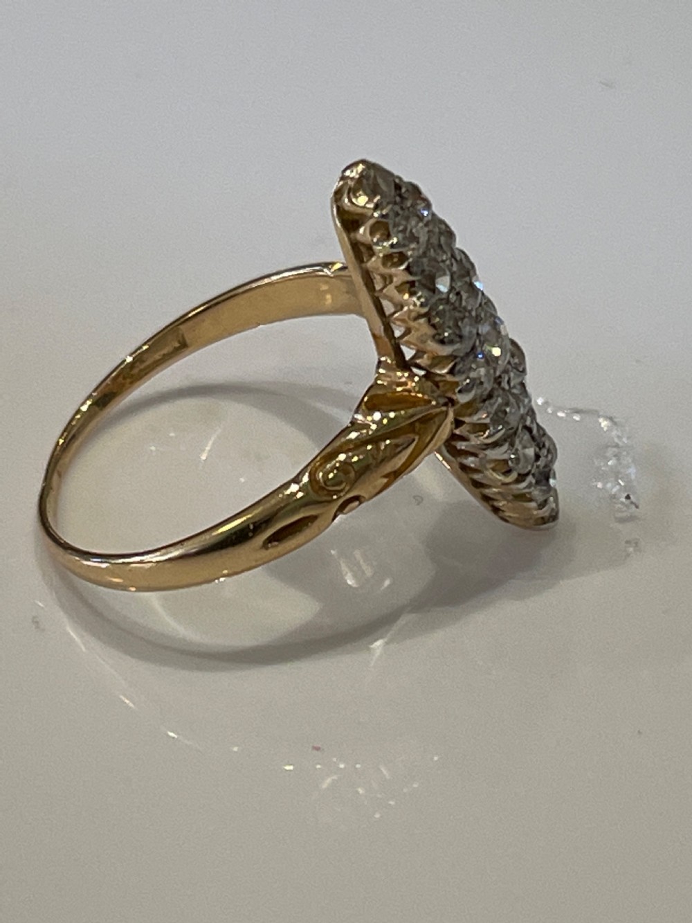 Victorian Old Cut Diamond Marquise Ring View III
