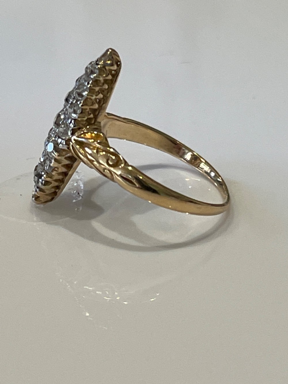 Victorian Old Cut Diamond Marquise Ring View VI