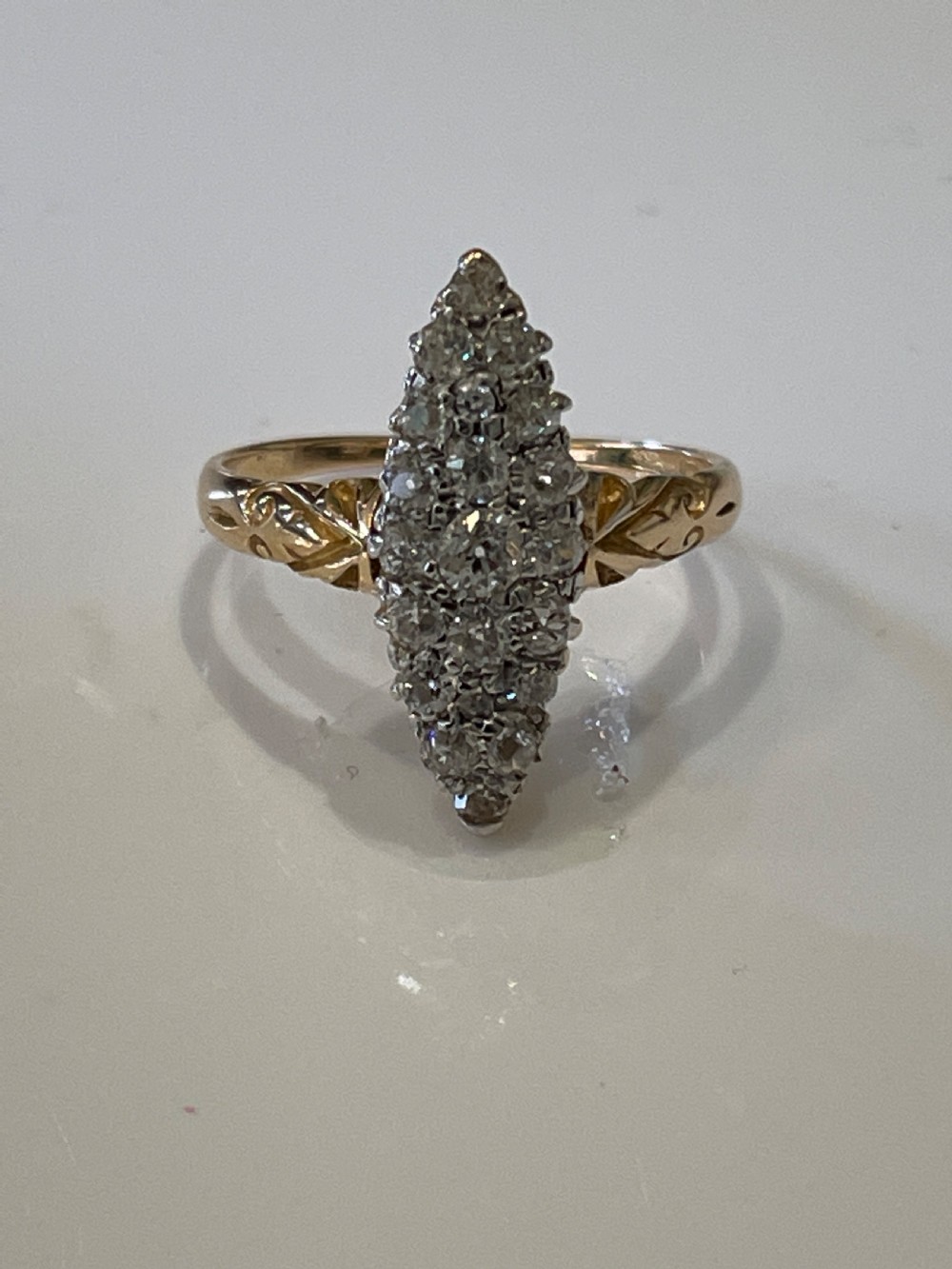 Victorian Old Cut Diamond Marquise Ring View VII