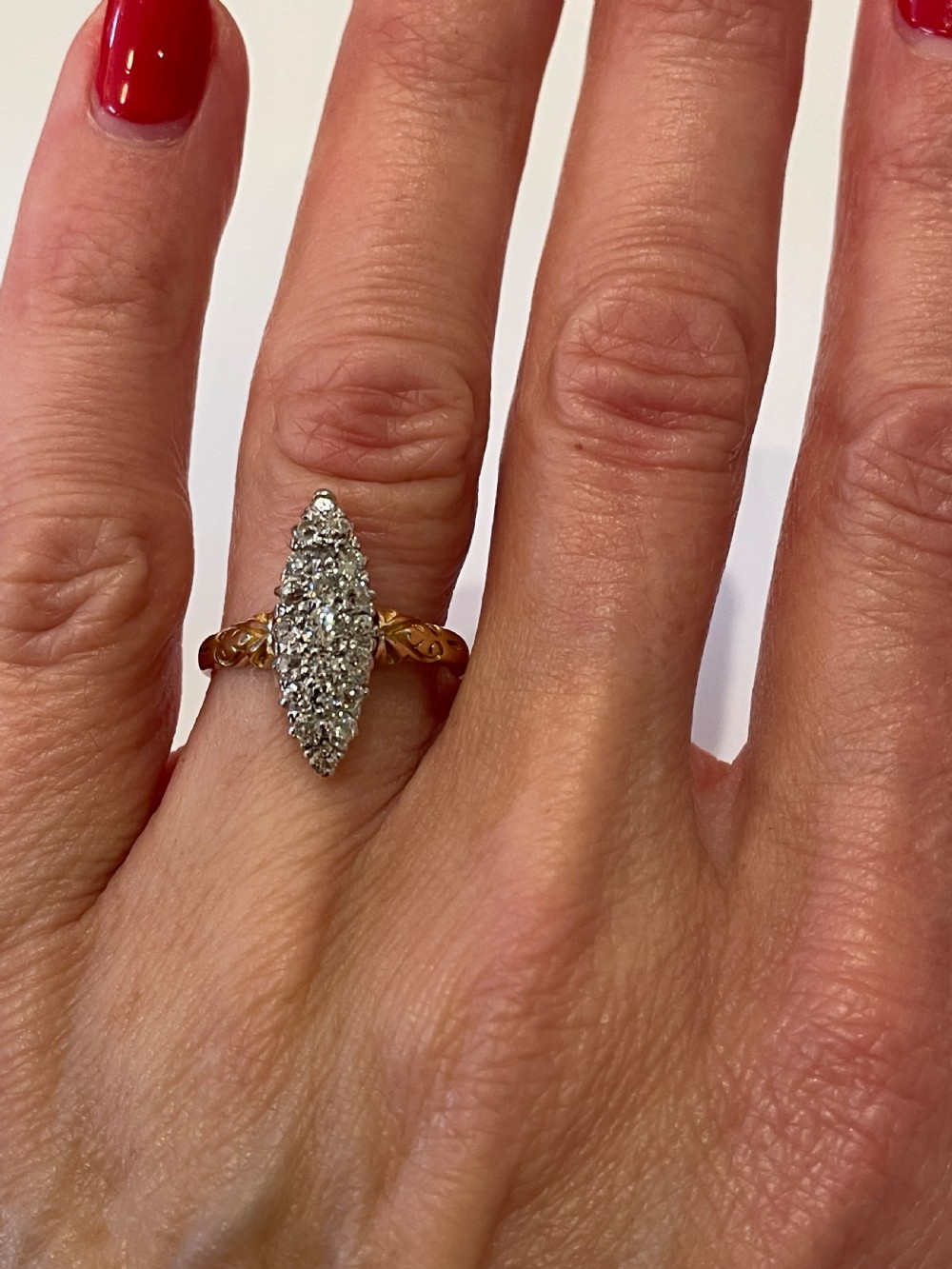 Victorian Old Cut Diamond Marquise Ring View VIII