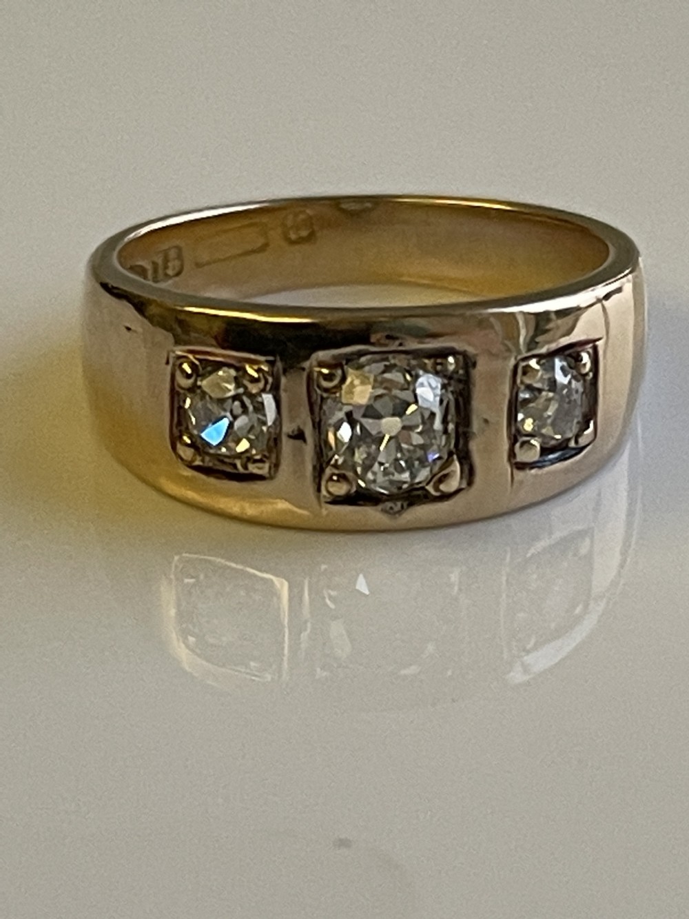 Antique Victorian 15ct Gold Diamond Gypsy Style Band Ring View IV
