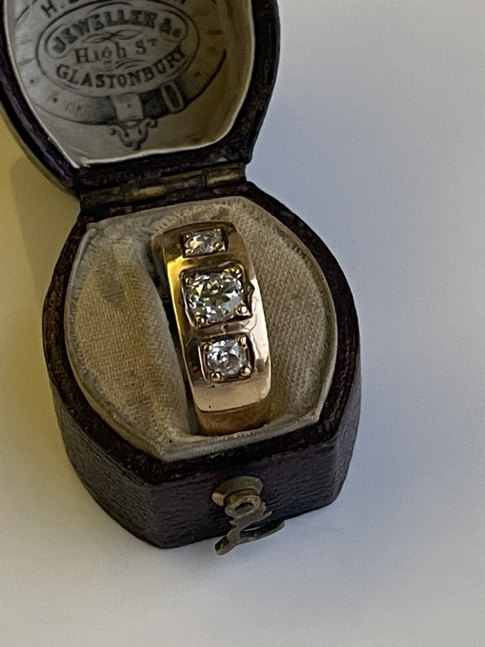 Antique Victorian 15ct Gold Diamond Gypsy Style Band Ring View V