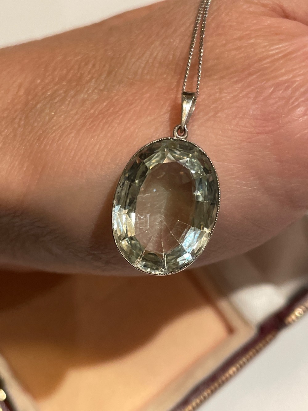 Art Deco Large Aquamarine Pendant 