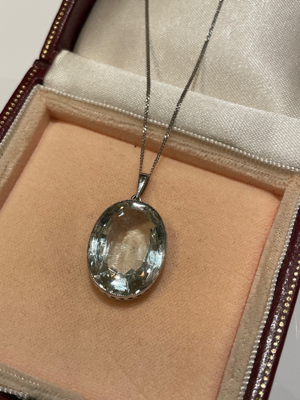 Art Deco Large Aquamarine Pendant  View III
