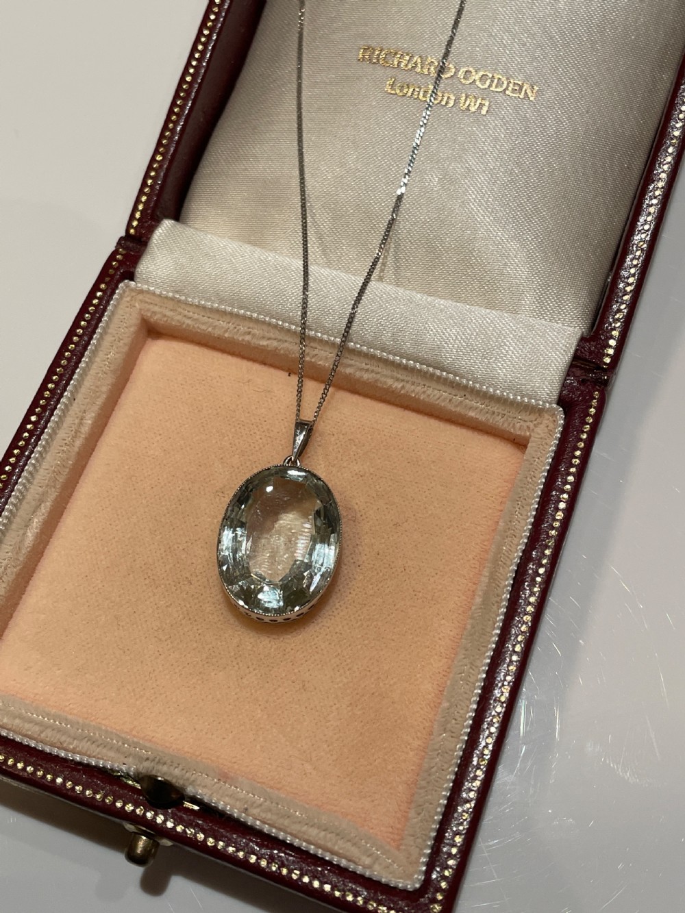 Art Deco Large Aquamarine Pendant  View IV