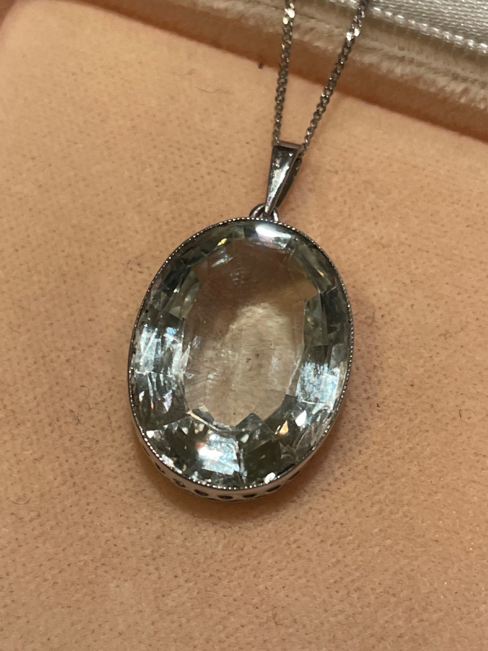 Art Deco Large Aquamarine Pendant  View V