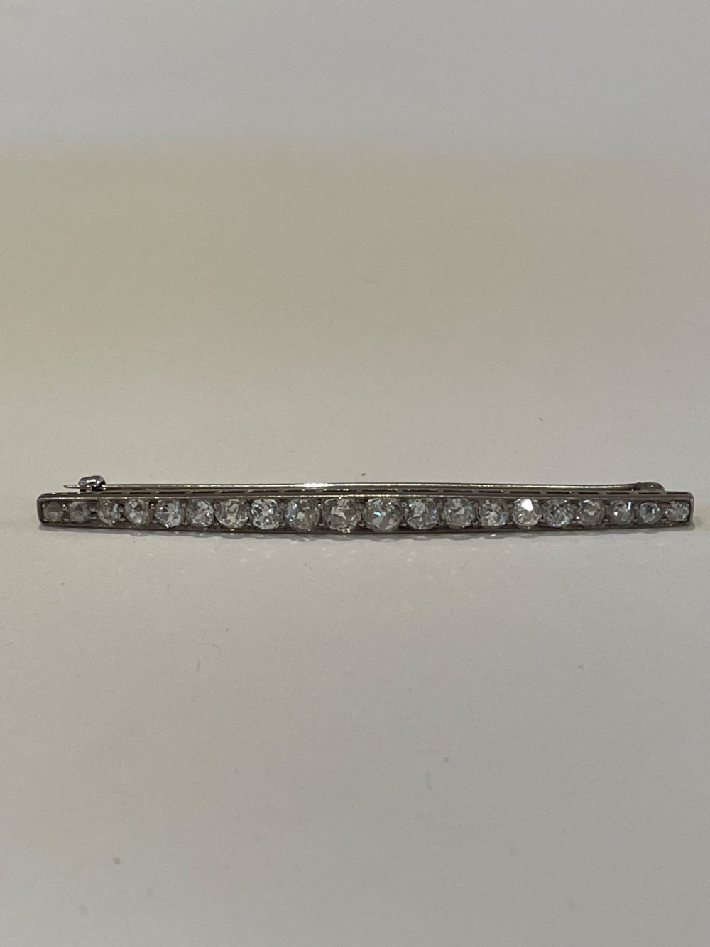 Edwardian Old Cut Diamond  18ct Line Brooch 1.75cts View IV