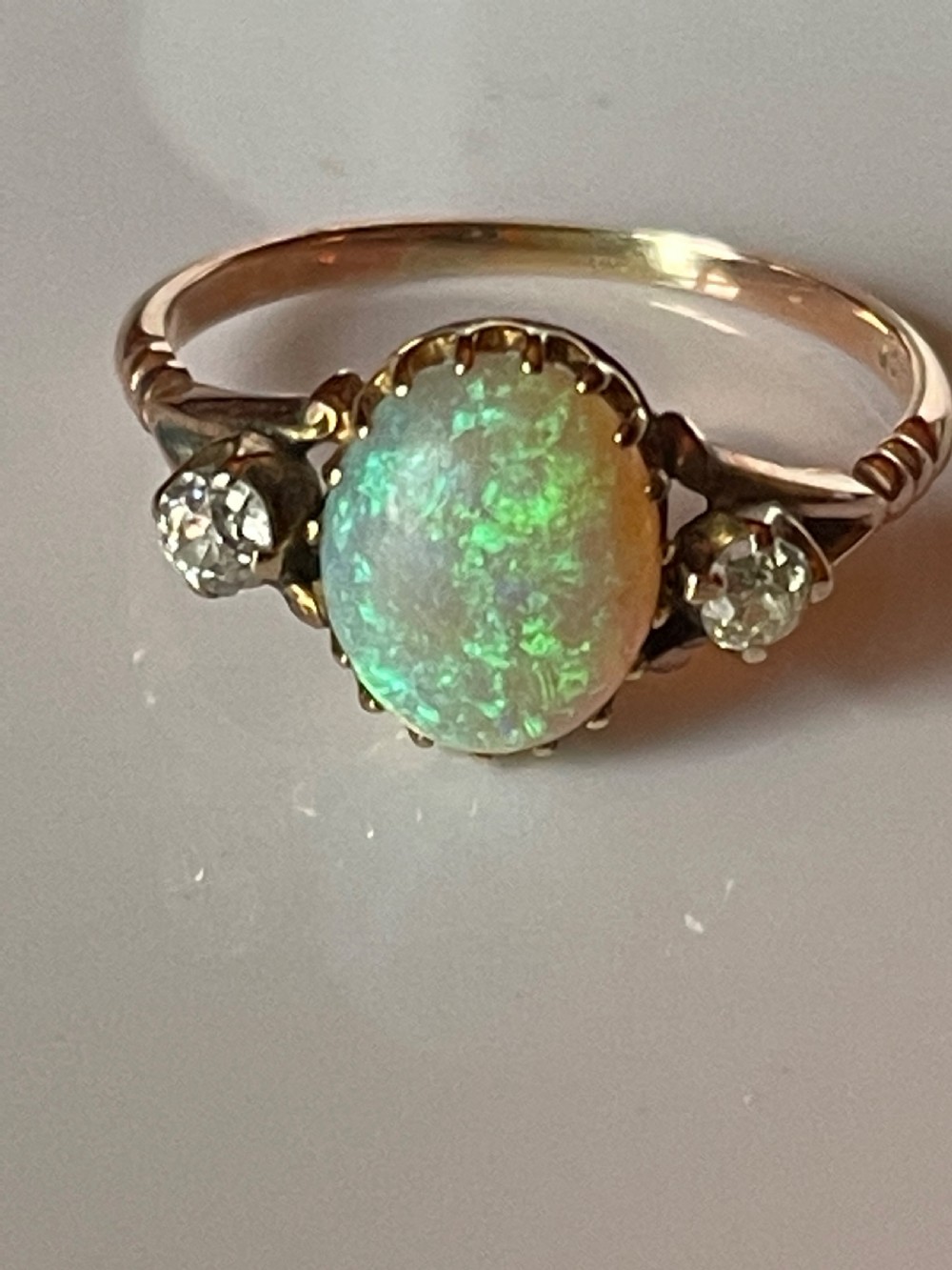 Edwardian Opal and Diamond Ring