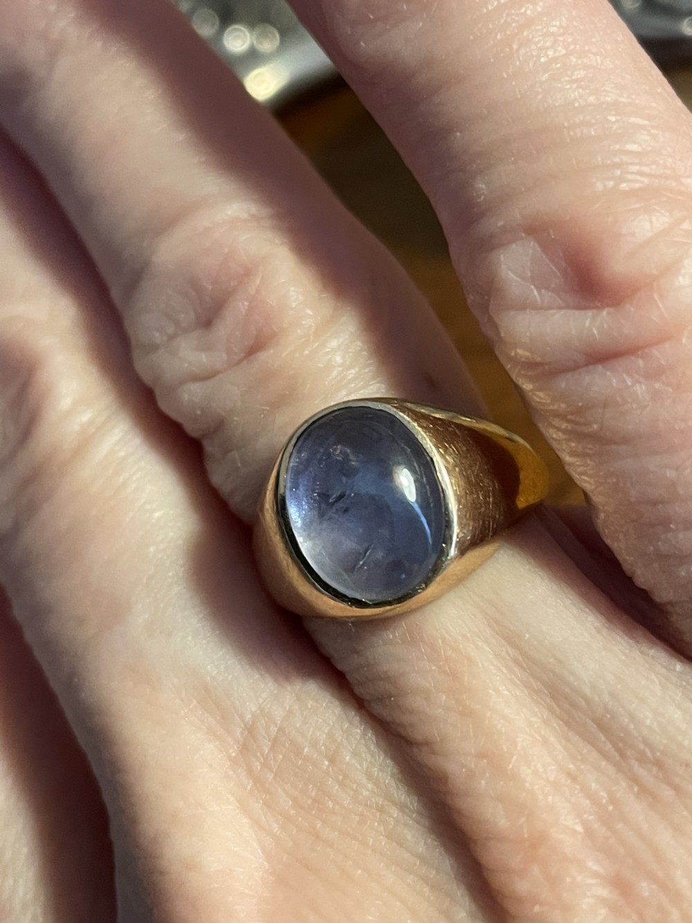 Natural Large Ceylon Star Sapphire Edwardian 18ct Gold Ring View IV