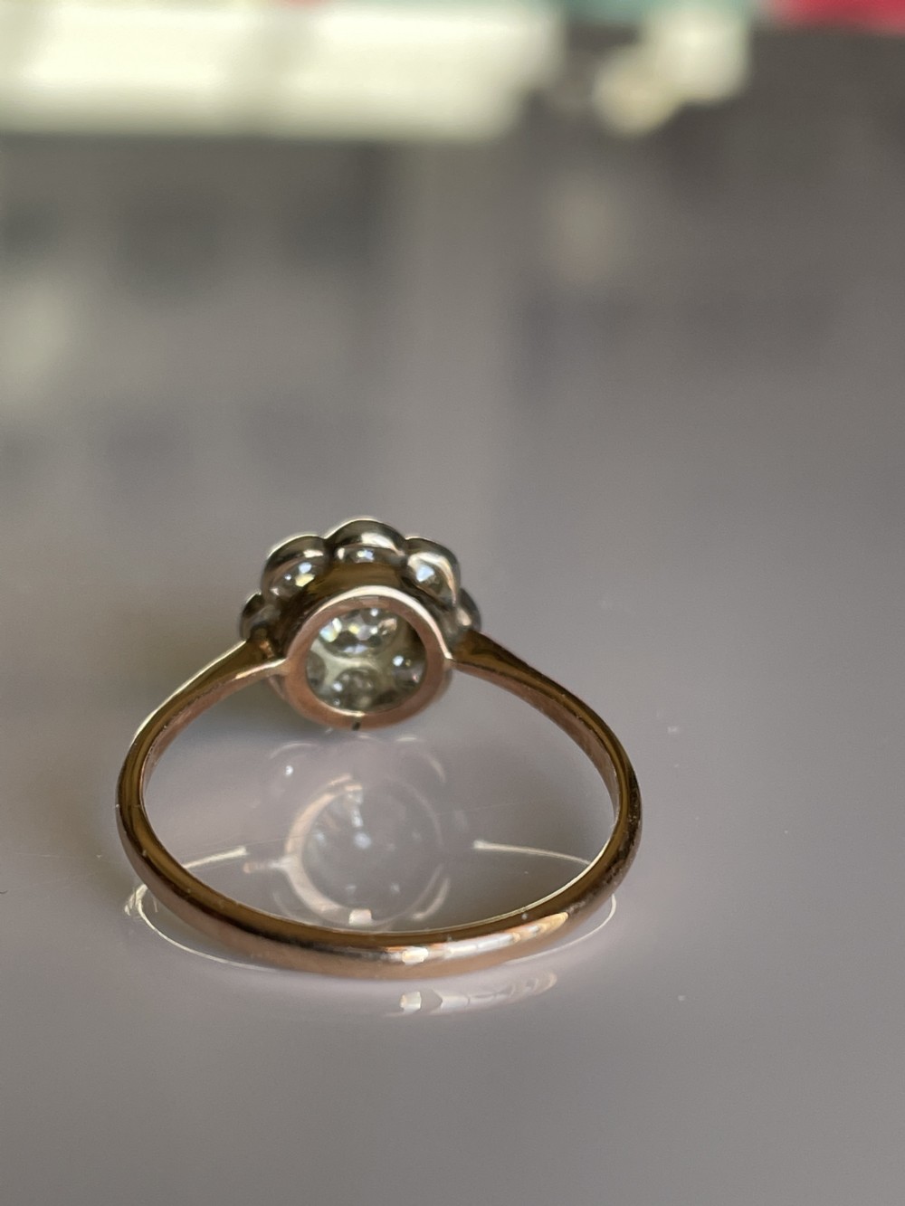 Edwardian Old European Cut Diamond Daisy Head Ring View II