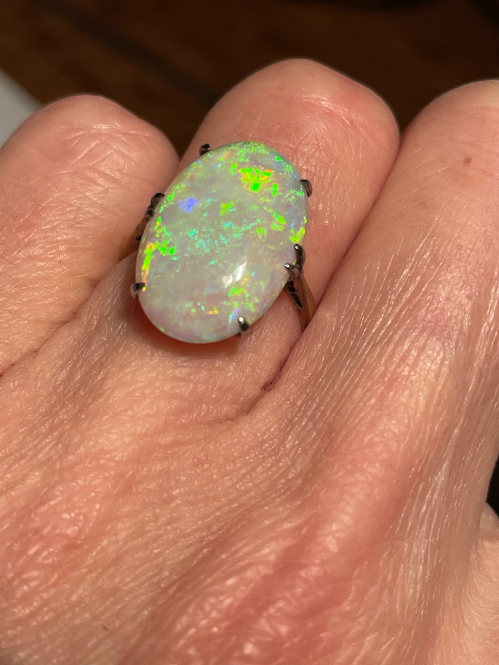 Edwardian 4.6ct Opal Solitaire Ring