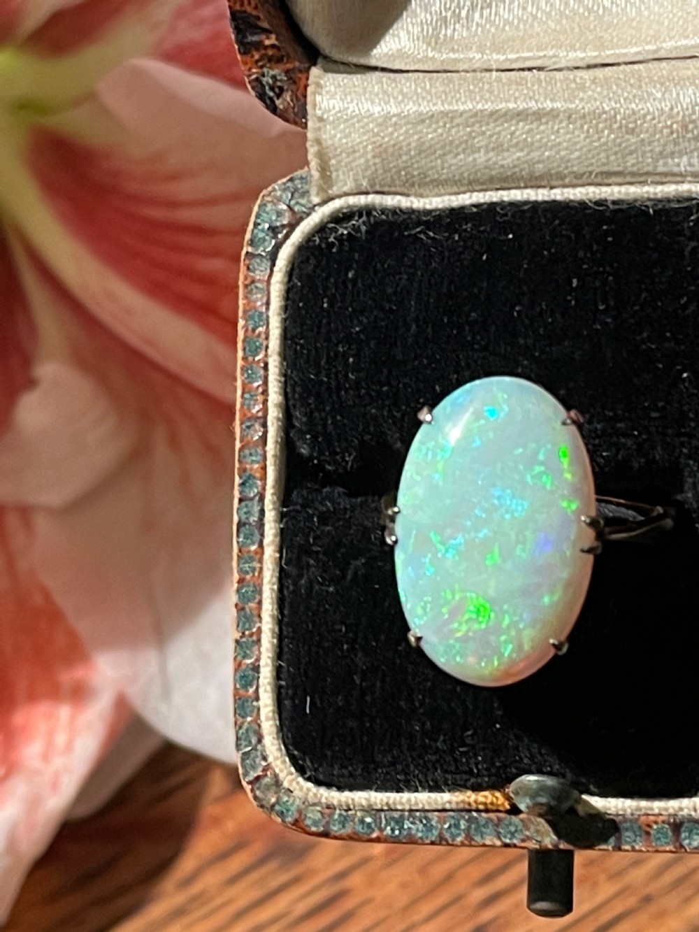 Edwardian 4.6ct Opal Solitaire Ring View II