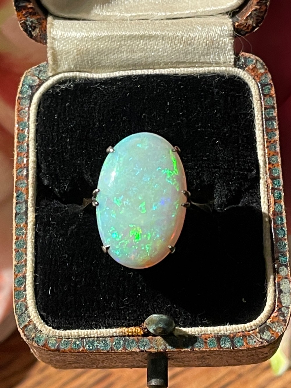 Edwardian 4.6ct Opal Solitaire Ring View IV