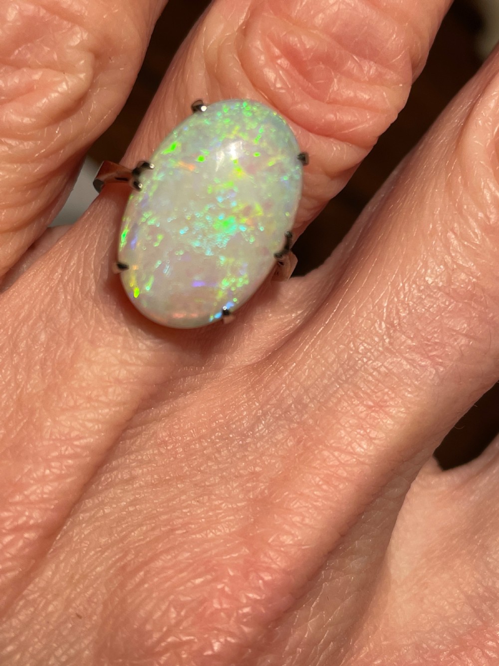 Edwardian 4.6ct Opal Solitaire Ring View V