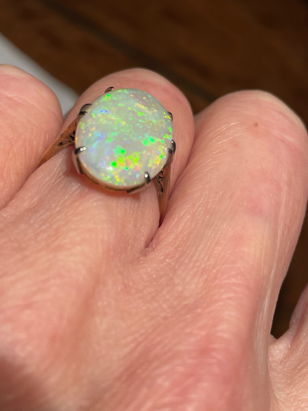 Edwardian 4.6ct Opal Solitaire Ring View VI