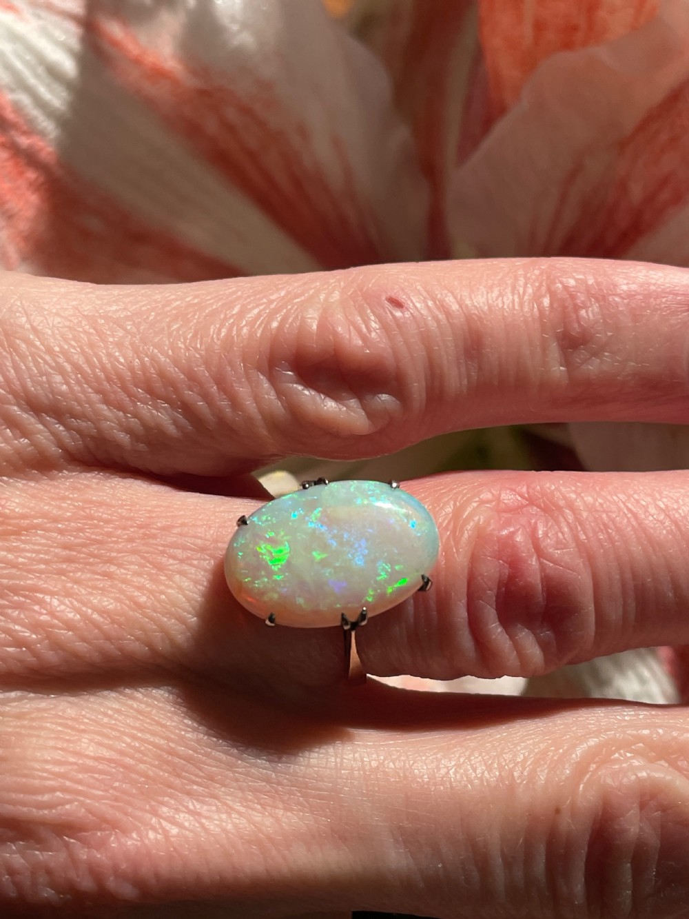 Edwardian 4.6ct Opal Solitaire Ring View VII