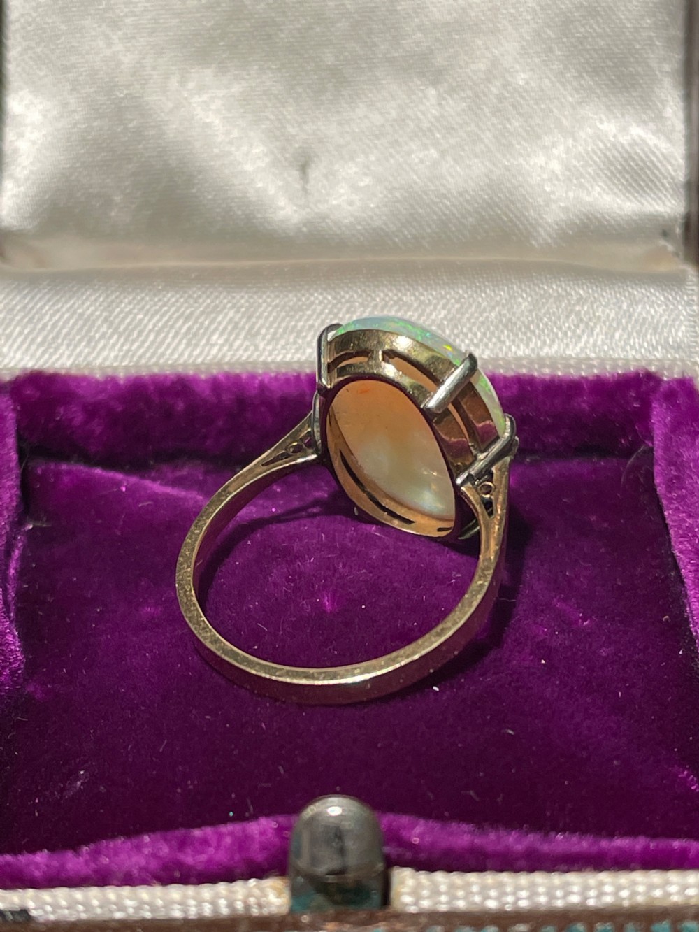 Edwardian 4.6ct Opal Solitaire Ring View IX