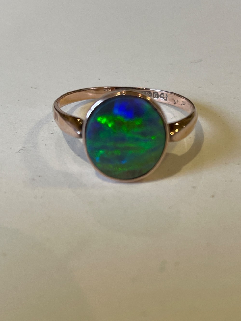Black Opal Antique Gold Ring