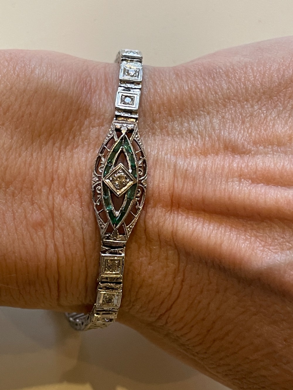 Early 20th Century Emerald and Diamond Bracelet View II