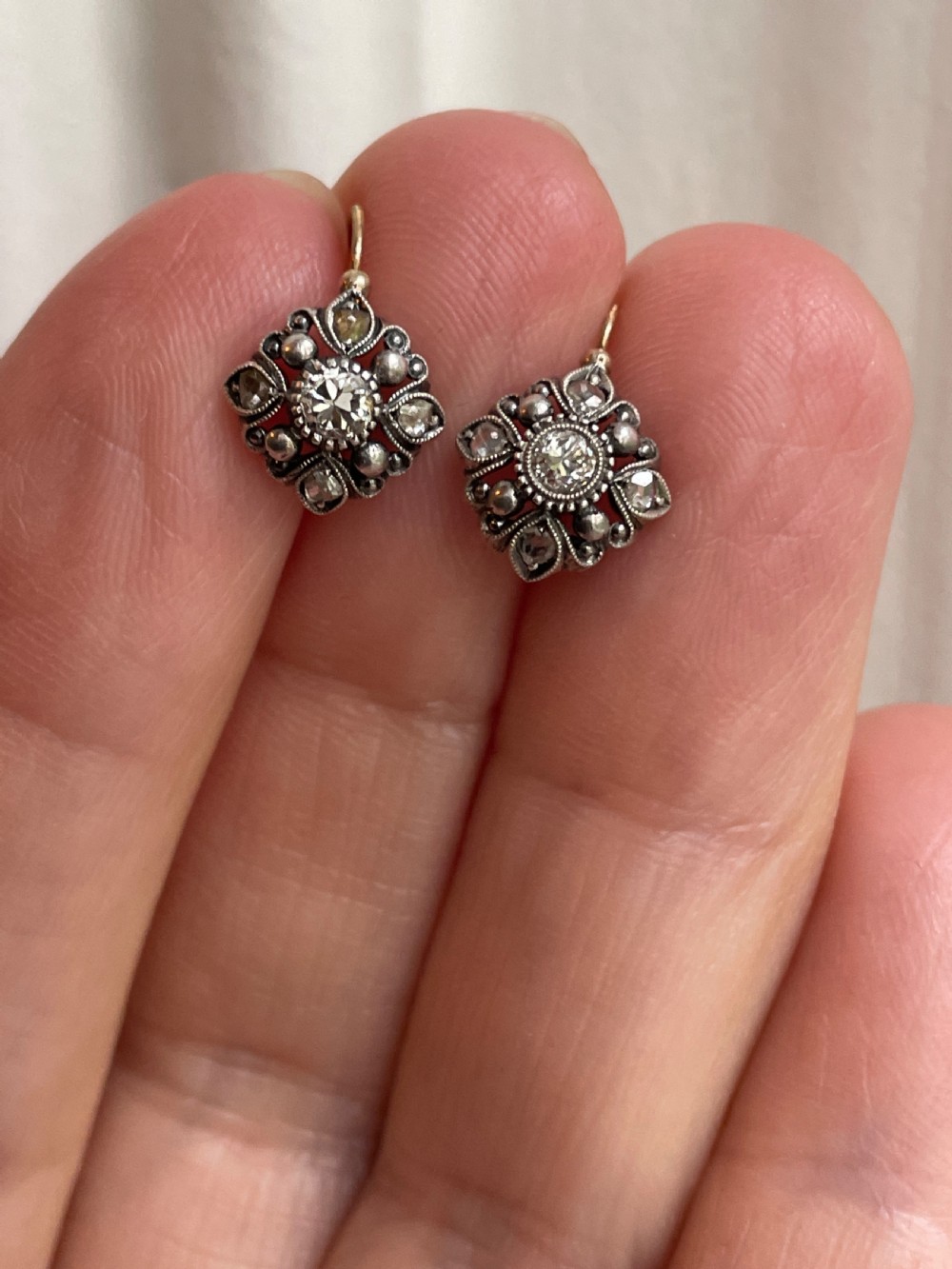 Antique Diamond Earrings View II