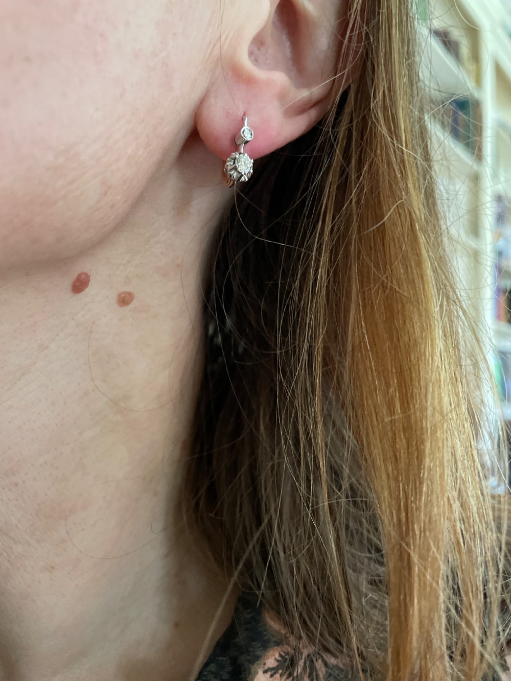 Antique Diamond Earrings View III