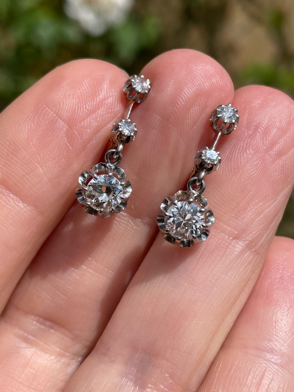 Antique Diamond Drop Earrings View IV