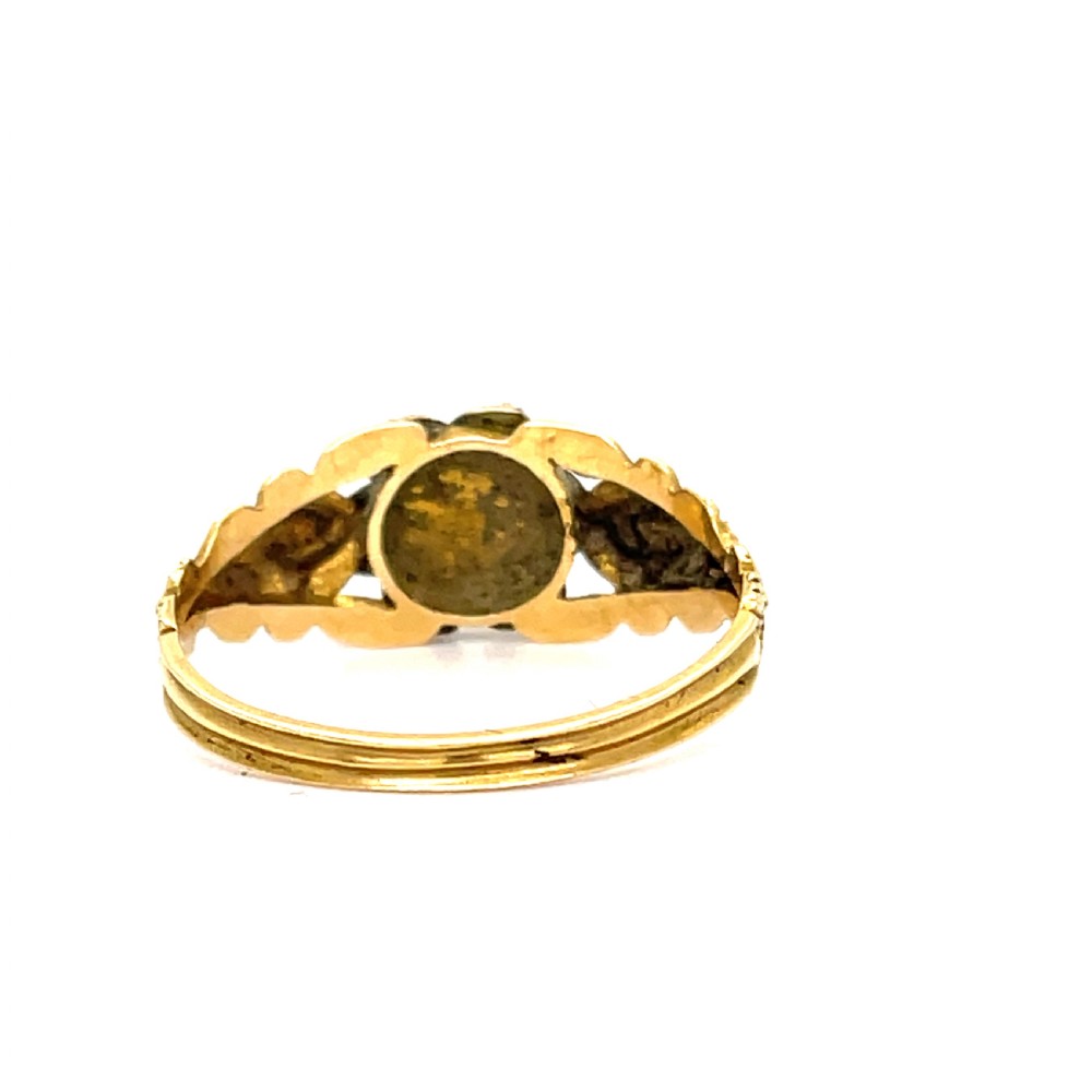 Georgian Pearl and Pink Topaz Mourning Ring View II