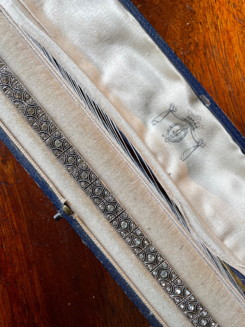 Antique Art Deco Knoll and Pregizer Silver and Paste Bracelet View V