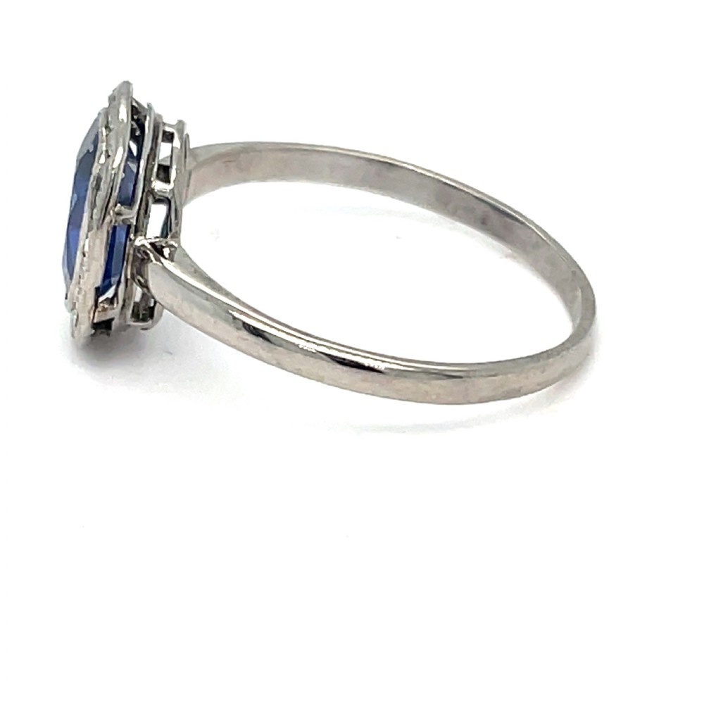 Edwardian Diamond and Natural Certified Unheated Ceylon Sapphire  Ring View III