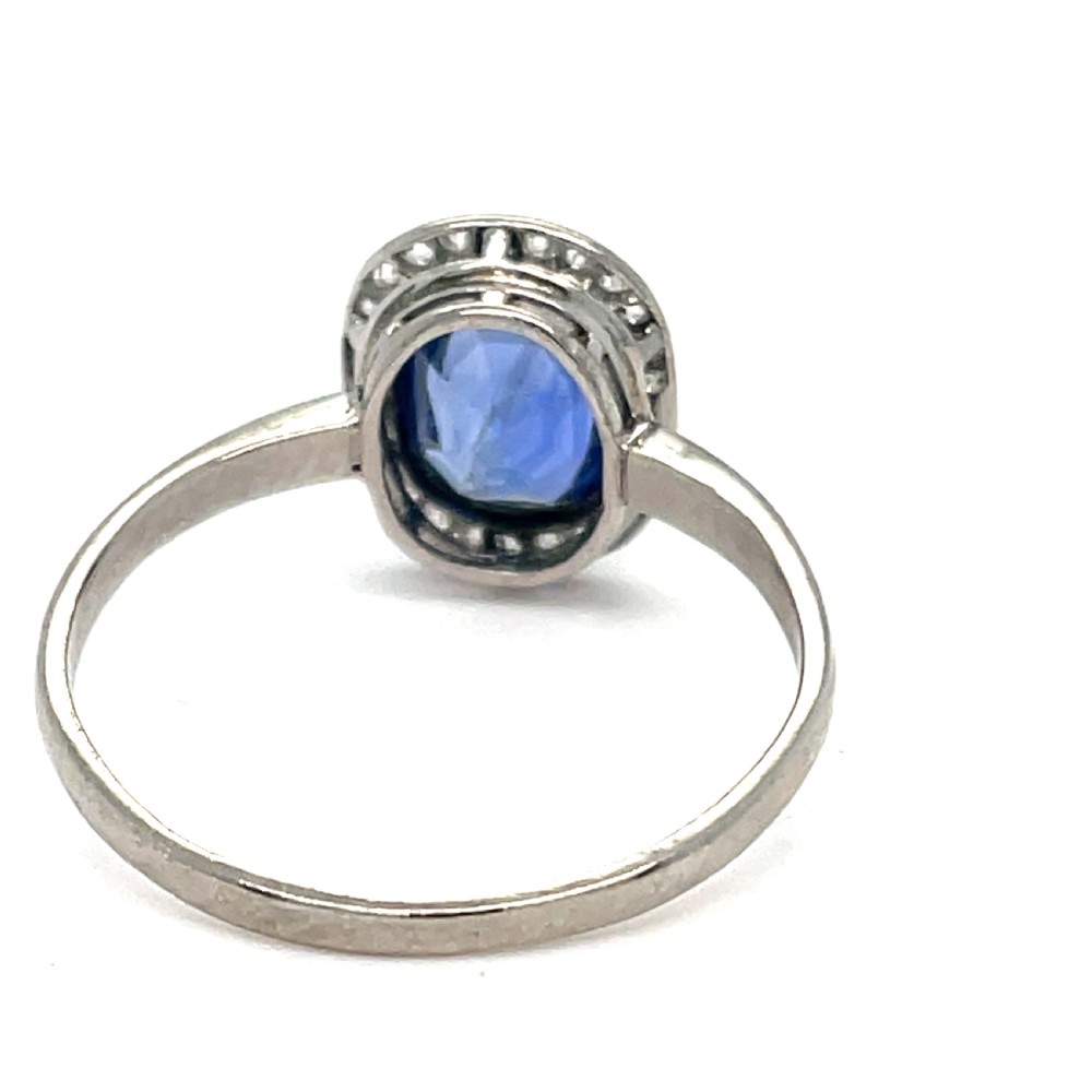 Edwardian Diamond and Natural Certified Unheated Ceylon Sapphire  Ring View IV