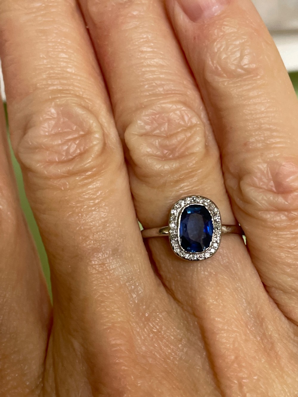 Edwardian Diamond and Natural Certified Unheated Ceylon Sapphire  Ring View V