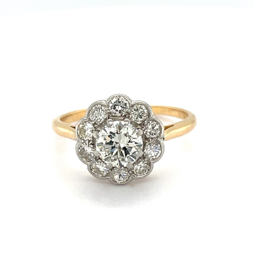 Mid Century Diamond Cluster Ring 